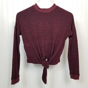 Dex Tie Front Sweater Maroon Small